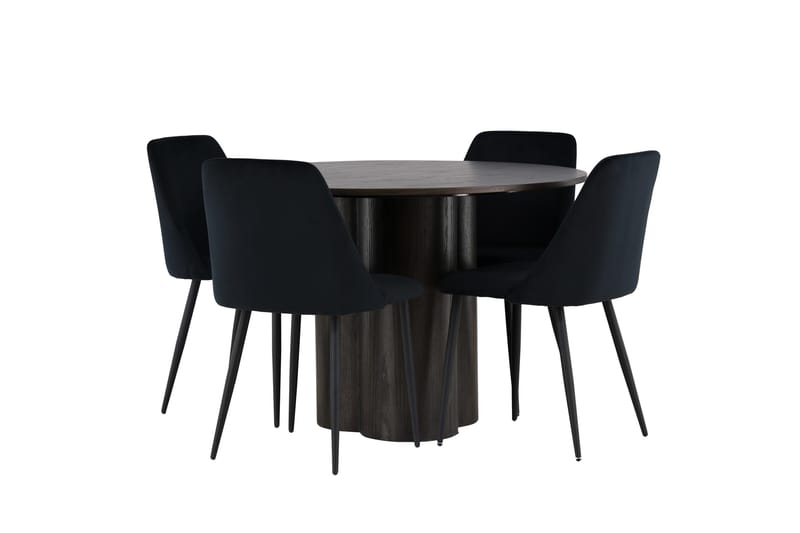 Olivia Matgrupp 110 cm Rund med 4 Night stolar - Svart - Products - Möbler - Bord & matgrupp - Matgrupp