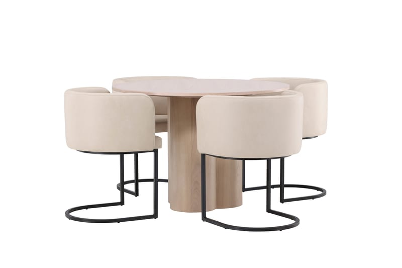 Olivia Matgrupp 110 cm Rund med 4 Simrishamn stolar - Whitewash - Products - Möbler - Bord & matgrupp - Matgrupp
