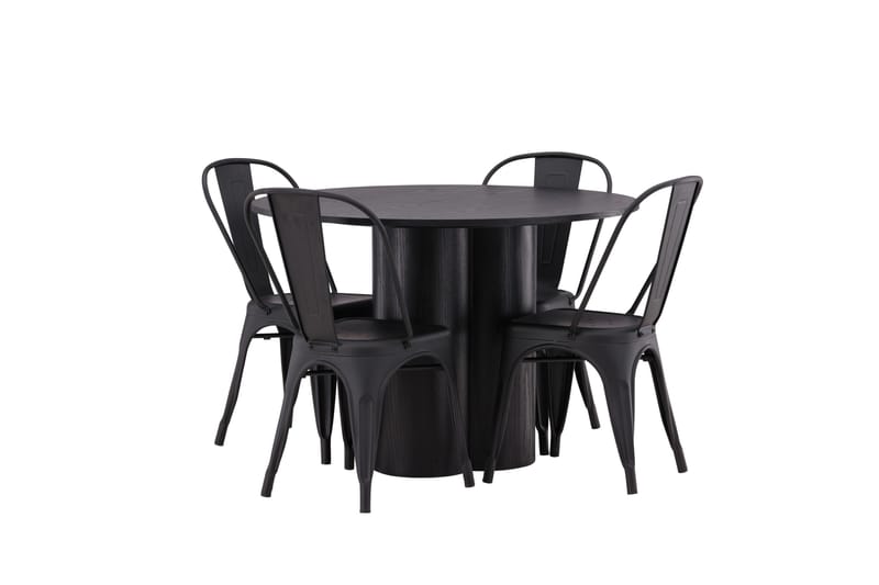 Olivia Matgrupp 110 cm Rund med 4 Tempe Stolar - Svart - Products - Möbler - Bord & matgrupp - Matgrupp