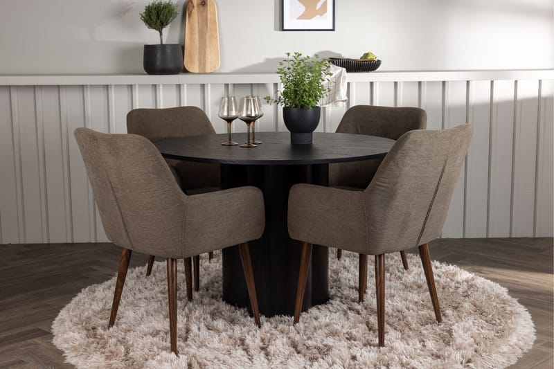 Olivia Matgrupp 110 cm Rund med 4 Tomorrow Stolar - Svart - Products - Möbler - Bord & matgrupp - Matgrupp