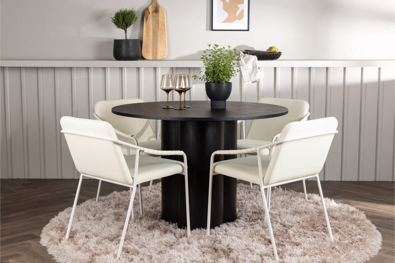 Olivia Matgrupp 110 cm Rund med 4 Tvist Stolar - Beige - Products - Möbler - Bord & matgrupp - Matgrupp
