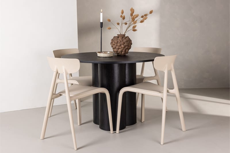 Olivia Matgrupp 110 cm Rund med 4 Ursholmen Stolar - Beige - Products - Möbler - Bord & matgrupp - Matgrupp