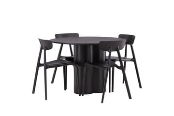 Olivia Matgrupp 110 cm Rund med 4 Ursholmen Stolar - Svart - Products - Möbler - Bord & matgrupp - Matgrupp