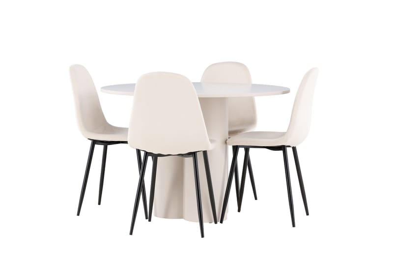Olivia Matgrupp 110 cm Rund med 4 Polar stolar - Beige/Beige - Products - Möbler - Bord & matgrupp - Matgrupp