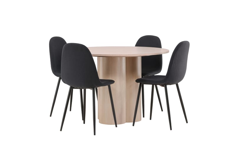 Olivia Matgrupp 110 cm Rund med 4 Polar stolar - Whitewash - Products - Möbler - Bord & matgrupp - Matgrupp
