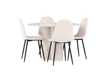 Olivia Matgrupp 110 cm Rund med 4 Polar stolar - Beige/Beige - Products - Möbler - Bord & matgrupp - Matgrupp