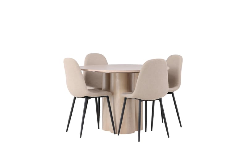 Olivia Matgrupp 110 cm Rund med 4 Polar stolar - Whitewash - Products - Möbler - Bord & matgrupp - Matgrupp