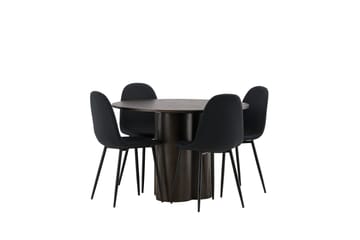 Olivia Matgrupp 110 cm Rund med 4 Polar stolar - Svart - Products - Möbler - Bord & matgrupp - Matgrupp