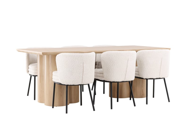 Olivia Matgrupp 210 cm Rektangulär med 6 Agnes stolar - Whitewash/Vit - Products - Möbler - Bord & matgrupp - Matgrupp