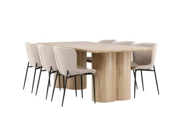 Olivia Matgrupp 210 cm Rektangulär med 6 Modesto stolar - Whitewash/Beige - Products - Möbler - Bord & matgrupp - Matgrupp