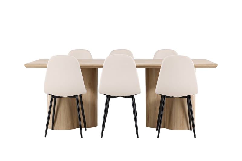 Olivia Matgrupp 210 cm Rektangulär med 6 Polar stolar - Whitewash/Beige - Products - Möbler - Bord & matgrupp - Matgrupp