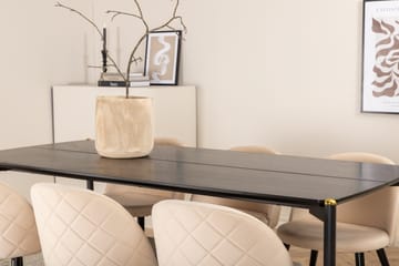 Pelle Matgrupp 190 cm Rektangulär med 6 Velvet stolar - Beige - Products - Möbler - Bord & matgrupp - Matgrupp