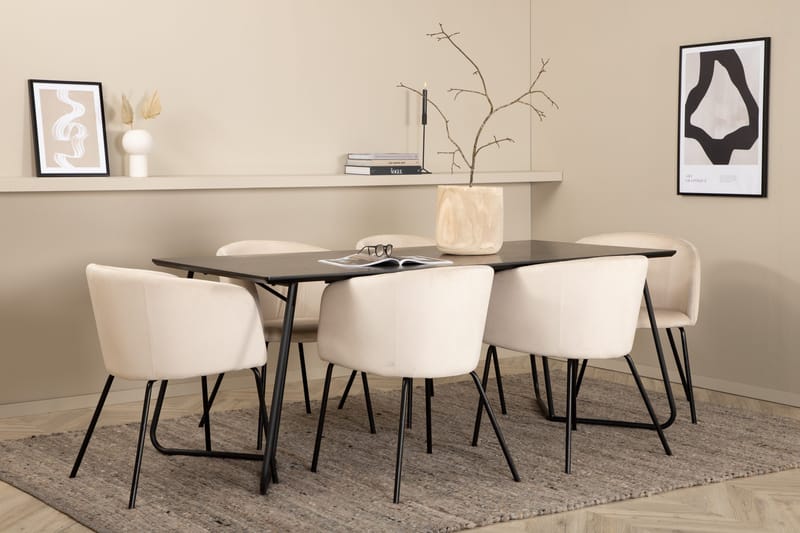 Petra Matgrupp 190 cm Rektangulär med 6 Berit stolar - Beige - Products - Möbler - Bord & matgrupp - Matgrupp
