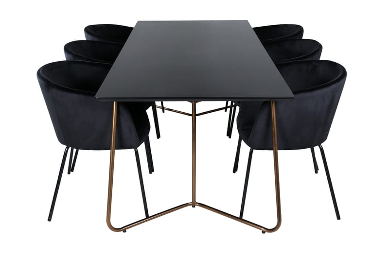 Petra Matgrupp 190 cm Rektangulär med 6 Berit stolar - Svart - Products - Möbler - Bord & matgrupp - Matgrupp