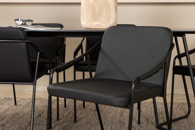 Petra Matgrupp 190 cm Rektangulär med 6 Tvista stolar - Svart - Products - Möbler - Bord & matgrupp - Matgrupp