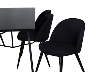 Petra Matgrupp 190 cm Rektangulär med 6 Velvet stolar - Svart - Products - Möbler - Bord & matgrupp - Matgrupp
