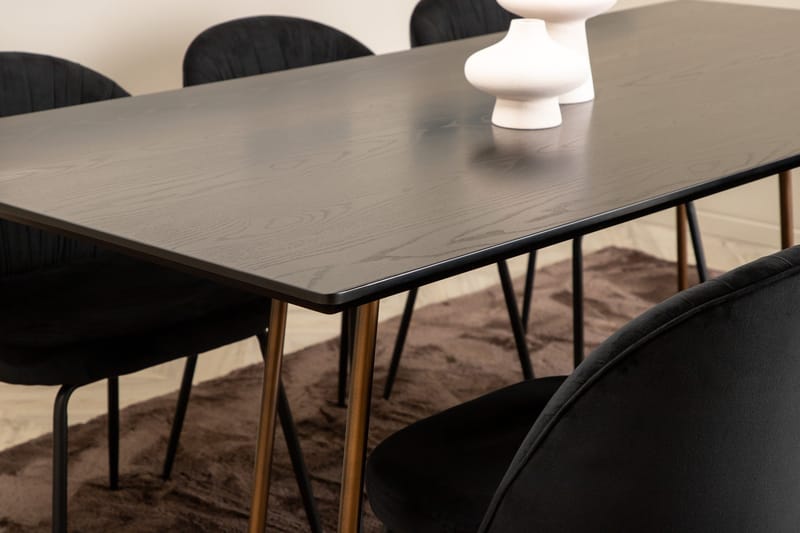 Petra Matgrupp 190 cm Rektangulär med 6 Wrinkles stolar - Svart - Products - Möbler - Bord & matgrupp - Matgrupp