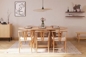 Peyra Matgrupp 200 cm Ovalt Ek med 6 Dastoori Matstolar - Natur - Products - Möbler - Bord & matgrupp - Matgrupp