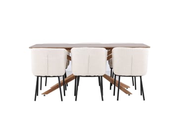 Piazza Matgrupp 180 cm Rektangulär med 6 Agnes stolar - Mocca/Vit - Products - Möbler - Bord & matgrupp - Matgrupp