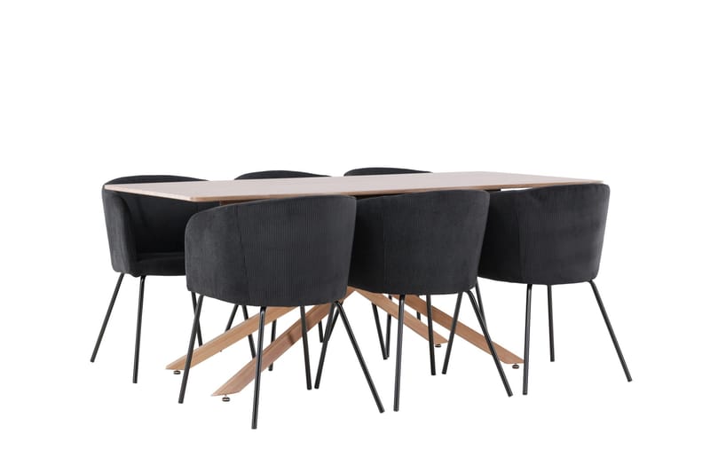 Piazza Matgrupp 180 cm Rektangulär med 6 Berit stolar - Mocca/Svart - Products - Möbler - Bord & matgrupp - Matgrupp