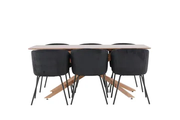 Piazza Matgrupp 180 cm Rektangulär med 6 Berit stolar - Mocca/Svart - Products - Möbler - Bord & matgrupp - Matgrupp