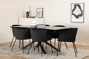 Piazza Matgrupp 180 cm Rektangulär med 6 Berit stolar - Svart - Products - Möbler - Bord & matgrupp - Matgrupp