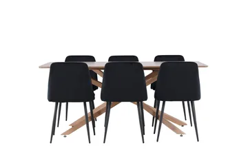 Piazza Matgrupp 180 cm Rektangulär med 6 Night stolar - Mocca/Svart - Products - Möbler - Bord & matgrupp - Matgrupp