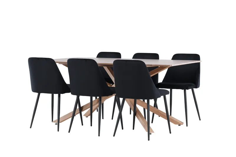 Piazza Matgrupp 180 cm Rektangulär med 6 Night stolar - Mocca/Svart - Products - Möbler - Bord & matgrupp - Matgrupp