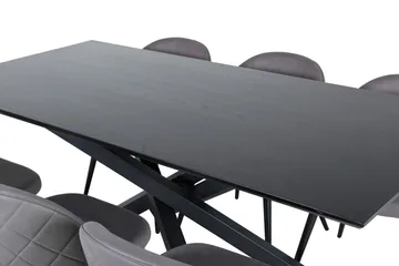 Piazza Matgrupp 180 cm Rektangulär med 6 Velvet stolar - Svart - Products - Möbler - Bord & matgrupp - Matgrupp