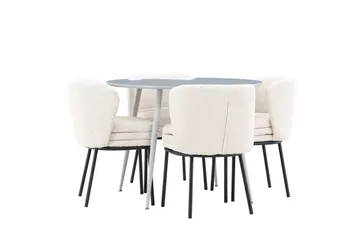 Plaza Matgrupp 100 cm Rund med 4 Agnes stolar - Grå/Vit - Products - Möbler - Bord & matgrupp - Matgrupp