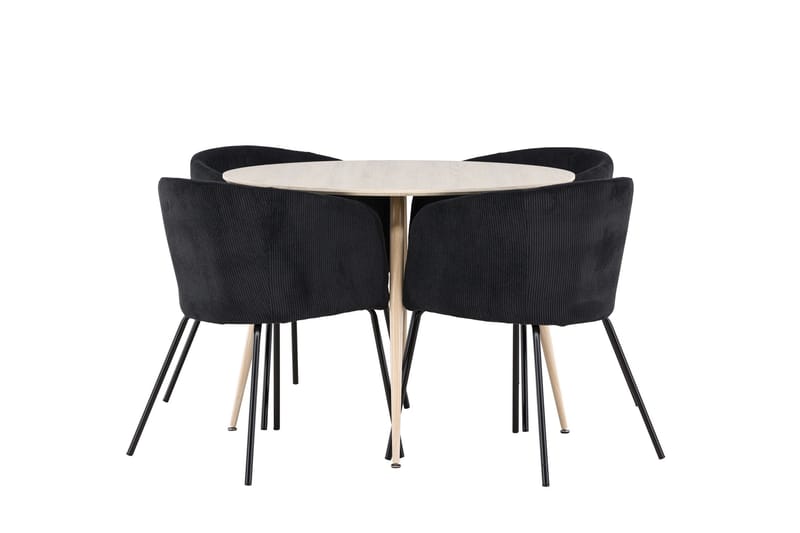 Plaza Matgrupp 100 cm Rund med 4 Berit stolar - Whitewash/Svart - Products - Möbler - Bord & matgrupp - Matgrupp