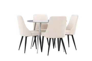 Plaza Matgrupp 100 cm Rund med 4 Leone stolar - Grå/Beige - Products - Möbler - Bord & matgrupp - Matgrupp