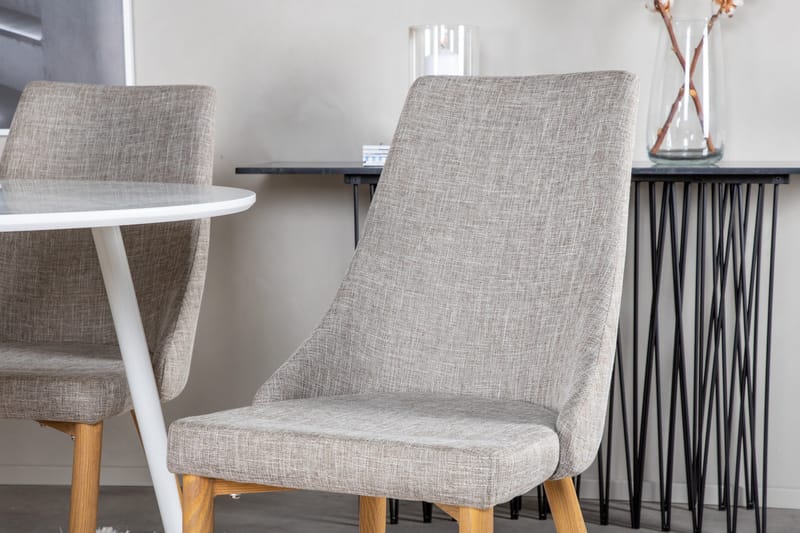 Plaza Matgrupp 100 cm Rund med 4 Leone stolar - Ljusgrå - Products - Möbler - Bord & matgrupp - Matgrupp