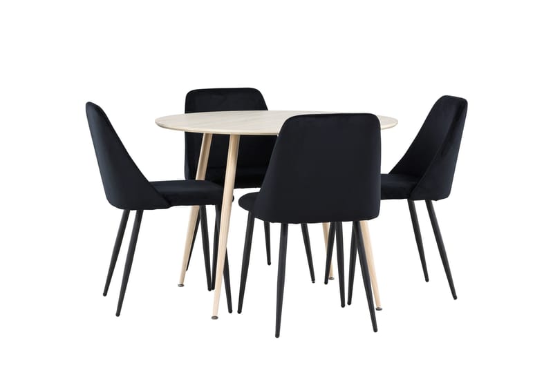 Plaza Matgrupp 100 cm Rund med 4 Night stolar - Whitewash/Svart - Products - Möbler - Bord & matgrupp - Matgrupp