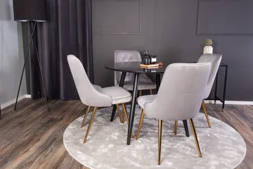 Plaza Matgrupp 100 cm Rund med 4 Velvet Deluxe stolar - Guld - Products - Möbler - Bord & matgrupp - Matgrupp