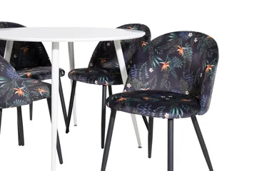 Plaza Matgrupp 100 cm Rund med 4 Velvet stolar - Svart - Products - Möbler - Bord & matgrupp - Matgrupp