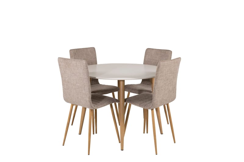 Plaza Matgrupp 100 cm Rund med 4 Windu Lyx stolar, Ljusgrå