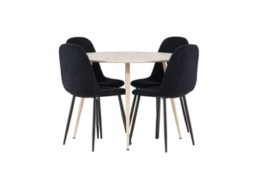 Plaza Matgrupp 100 cm Rund med 4 Polar stolar - Whitewash/Svart - Products - Möbler - Bord & matgrupp - Matgrupp