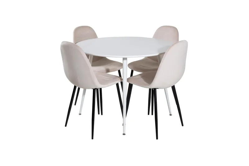 Plaza Matgrupp 100 cm Rund med 4 Polar stolar, Beige