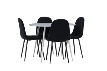 Plaza Matgrupp 100 cm Rund med 4 Polar stolar - Grå/Svart - Products - Möbler - Bord & matgrupp - Matgrupp