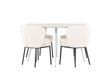 Plaza Matgrupp 120 cm Rund med 4 Agnes stolar - Beige/Vit - Products - Möbler - Bord & matgrupp - Matgrupp