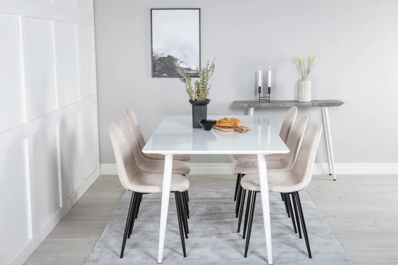 Polar Matgrupp 180 cm Rektangulär med 6 Polar stolar - Beige - Products - Möbler - Bord & matgrupp - Matgrupp