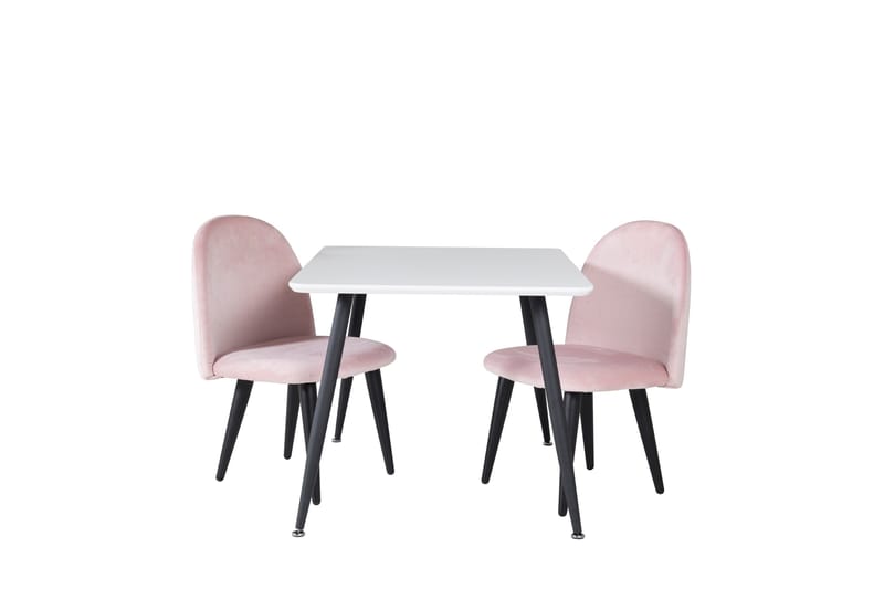 Polar Matgrupp 80 cm Rektangulär med 2 Velvet stolar, Svart