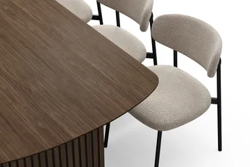 Richeto Matbord 180 cm med 6 Lucy Matstolar - Rökt ek / Greige Bouclé - Products - Möbler - Bord & matgrupp - Matgrupp