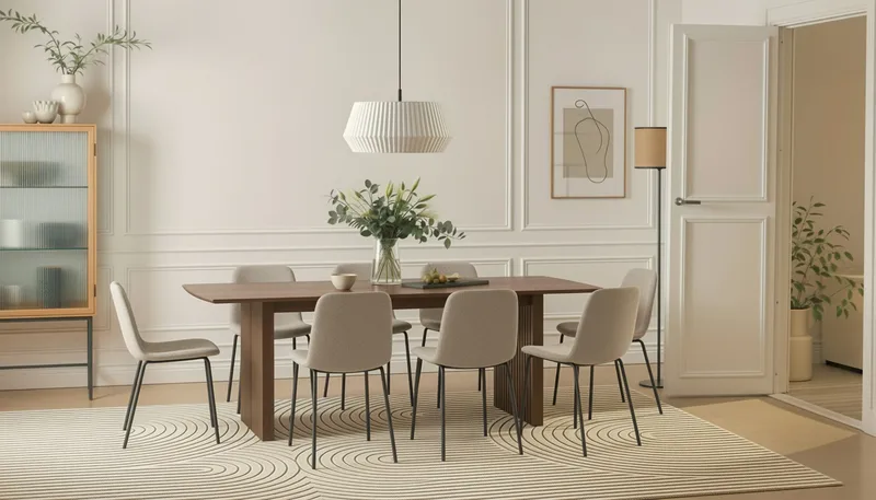 Richeto Matbord 240 cm med 8 Katy Matstolar - Rökt ek / Greige Bouclé - Products - Möbler - Bord & matgrupp - Matgrupp