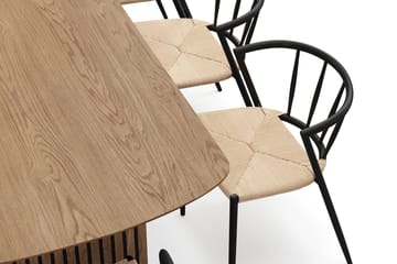 Richeto Matbord 240 cm med 8 Winston Matstolar - Naturlig finish / Beige / Metallben Svart - Products - Möbler - Bord & matgrupp - Matgrupp