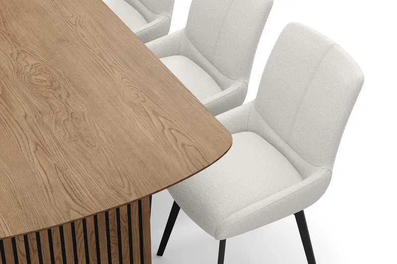 Richeto Matgrupp 180 cm med 6 Mora Snurrstolar - Naturlig finish/Ljusbeige - Products - Möbler - Bord & matgrupp - Matgrupp