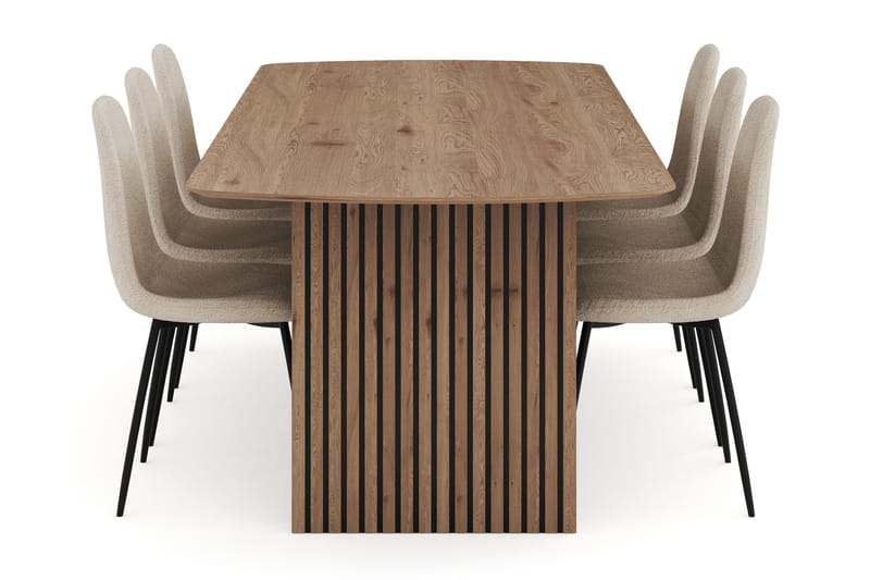 Richeto Matgrupp 240 cm med 6 Polar Matstolar - Naturlig finish - Products - Möbler - Bord & matgrupp - Matgrupp