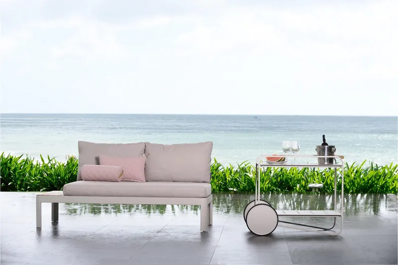 Portals Rullbord 92 cm - Vit/trä - Products - Möbler - Bord & matgrupp - Serveringsvagn & serveringsbord - Rullvagn, rullbord & serveringsbord