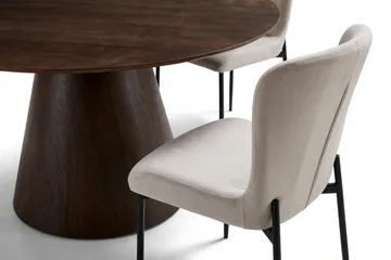 Siena Matgrupp runt 130 cm Rökt Ek med 6 Elsie Matstolar - Rökt ek/Beige - Products - Möbler - Bord & matgrupp - Matgrupp